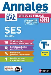 livre annales bac 2021 sciences economiques et sociales term - corrigé