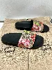 mules gucci en toile et cuir à imprimé fleuri et semelle plate t38
