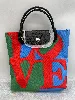sac à bandoulière longchamp x robert indiana cabas mini en toile rouge ,verte et bleue