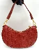 sac lune lacoste maheki en cuir embossé rouge brique