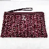 zadig et voltaire pochette zippée en toile et cuir bordeaux et rose