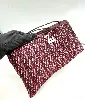 zadig et voltaire pochette zippée en toile et cuir bordeaux et rose