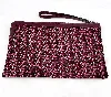 zadig et voltaire pochette zippée en toile et cuir bordeaux et rose