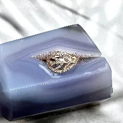 31397 bague pl-or motif feuille ornée d'oxydes t56