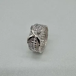 bague argent motif x pavé d'oxydes argent 925 millième (22 ct) 5,61g