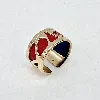 bague les georgettes cuir bleu et rouge