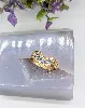 bague or sertie des oxydes blancs et bleus or 750 millième (18 ct) 3,57g