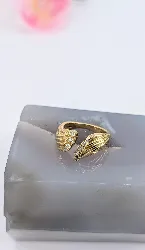 bague ouverte plumes stylées sertie de 2 lignes de diamants or 750 millième (18 ct) 8,06g