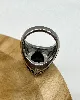 bgac bague chevalière acier sertie de pierre onyx ovale facetté