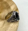 bgac bague chevalière acier sertie de pierre onyx ovale facetté