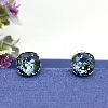 boucles d'oreilles/clous d'oreilles swarovski en cristal bleu taillé coussin