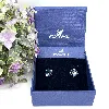 boucles d'oreilles/clous d'oreilles swarovski en cristal bleu taillé coussin