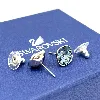 boucles d'oreilles/clous d'oreilles swarovski en cristal bleu taillé coussin