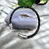 brac bracelet en cuir noir tressé et acier argenté 6mm l21cm