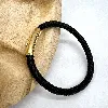 brac bracelet en cuir noir tressé et fermoir en acier doré l21 cm