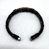 brac bracelet en cuir noir tressé et orné de pierre jaspe l21 cm