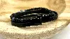 brac bracelet en cuir noir tressé, lapis lazuli et onyx d4mm, fermoir en acier noir l21 cm