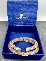 bracelet swarovski crystaldust jonc double rose doré