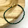 brpi bracelet billes en pierre malachite facettée d2mm et métal doré l16-22 cm
