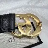 ceinture large gucci gg marmont en cuir noir avec boucle brillante