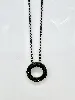 collier argent agatha pendentif cercle noir orné de strass argent 925 millième (22 ct) 5,73 g