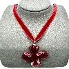 collier baccarat croix rouge en cristal et ruban en velours