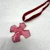 collier baccarat croix rouge en cristal et ruban en velours