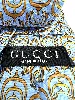cravate gucci 100% soie à motif graphique bleu et or