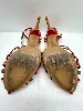escarpins en talons 8,5 cm / chaussures louis vuitton en cuir verni rouge beige et kaki