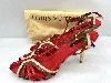 escarpins en talons 8,5 cm / chaussures louis vuitton en cuir verni rouge beige et kaki