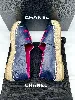 espadrilles / chaussures chanel en cuir navy logo cc couleur framboise