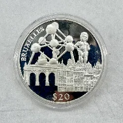 liberia 20 dollars 2000 bruxblles argent 999 millième 20,27g