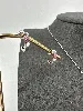 parure collier avec pendentif ornnée pierre rose et boucles d'oreilles  pierre rose argent 925 millième (22 ct) 4,72 g