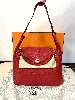 sac hermès lindy 30 en cuir rouge avec finition métallique argenté