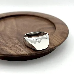 1150410 bague chevaliere lisée ornée d'oxyde t66 7,5g argent 925 millième (22 ct) 7,5g