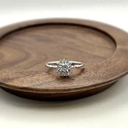 1972210 bague solitaire centrée d'un oxyde et entourée d'oxydes t60 argent 925 millième (22 ct) 2,1g argent 925 millième (22 ct) 2