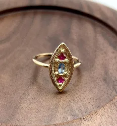 20003905 bague pl-or cooktail motif ovale ornée d'oxydes t56