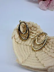 3120809 boucles d'oreilles pendantes grands ovales en acier doré