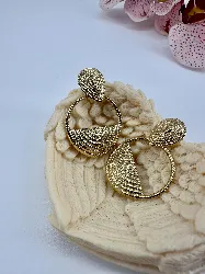 3121109 boucles d'oreilles pendantes grands cercles en acier doré