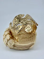 31220966 bracelet manchette à motif feuille en acier doré