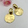 3122209 boucles d'oreilles pendantes au design ronde martelée en acier doré