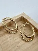 3122509 boucles d'oreilles double ovale en acier doré