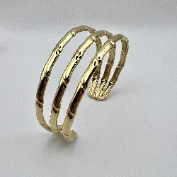 31225760 emsemble bracelet motif bamboo en acier doré