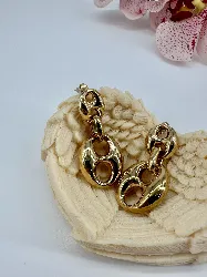 3124409 boucles d'oreilles pendantes à motif maille grain de café en acier doré