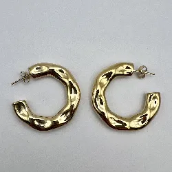 3604909 boucles d'oreilles créoles martelées en acier doré