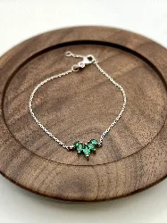 87379818 bracelet avec oxydes verts motif feuille l18 cm argent 925 millième (22 ct) 1,8g argent 925 millième (22 ct) 1,8g