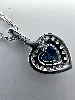 87398745 collier orné d'une pierre bleue coupe coeur et entourée d'oxydes l45 cm argent 925 millième (22 ct) 2,46g argent 925 mill
