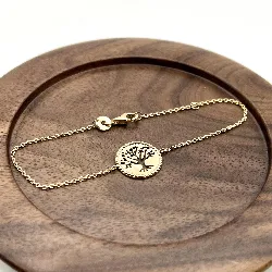 92214818 bracelet pl-or motif arbre de vie l18 cm
