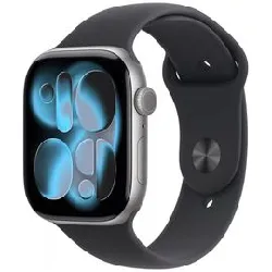 apple watch series 11 gps 46mm boitier en aluminium gris sidéral avec bracelet sport noir m/l