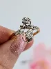 bague ancienne toi & moi en or et argent sertie de 2 diamants taille ancienne et de petits diamants taille rose or 750 millième (1